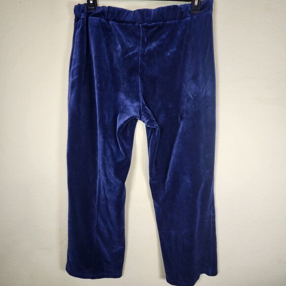 Lauren Ralph Lauren Navy Blue‎ Velvet Pull On Lounge comfort elastic Pants Sz XL - Picture 5 of 10